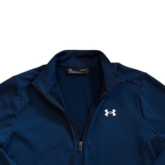 Under Armour Sweatshirt Mens Large Blue Loose 1/4 Zip Fleece Lined Performance - Picture 3 of 10